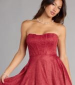 Taryn Glitter Corset Lace-Up Skater Dress - Image 4