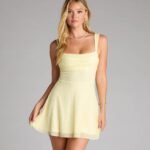 Ailani Lace-Up Beaded Skater Dress