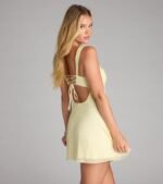 Ailani Lace-Up Beaded Skater Dress - Image 2