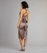 Jane Satin Lace-Up Midi Formal Dress - Image 2