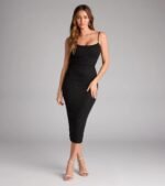 Kourtney Glitter Bow Midi Formal Dress - Image 2