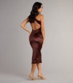 Brea Satin Halter Bodycon Midi Dress - Image 10