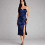 Melody Satin Slit Midi Formal Dress