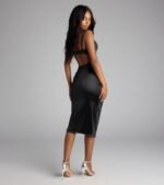 Dara Cutout Slit Satin Midi Formal Dress - Image 10