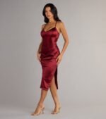 Ophelia Satin Lace-Up Midi Formal Dress - Image 8