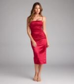 Chelsea Satin Midi Formal Dress - Image 4