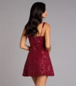 Clarice Sequin Beaded Lace A-Line Mini Dress - Image 11