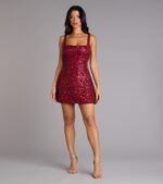 Clarice Sequin Beaded Lace A-Line Mini Dress - Image 12