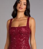 Clarice Sequin Beaded Lace A-Line Mini Dress - Image 13