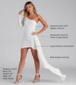Emily One-Shoulder Pleated Asymmetric Mini Dress - Image 5