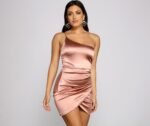 Lennox Formal One-Shoulder Satin Mini Dress - Image 5