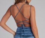 Becca Satin Lace-Up Ruched Mini Dress - Image 15