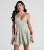 Rashida Lattice Back Glitter Dress - Image 5