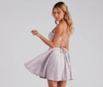 Rashida Lattice Back Glitter Dress - Image 10