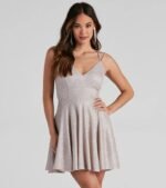 Rashida Lattice Back Glitter Dress - Image 13