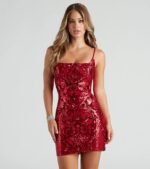 Ashley Sequin Mesh Short Dress - Image 5