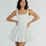 Brenda Low Back Bow Taffeta Skater Dress