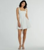 Brenda Low Back Bow Taffeta Skater Dress - Image 3