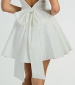 Brenda Low Back Bow Taffeta Skater Dress - Image 4