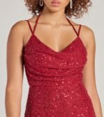 Kristine Beaded Sequin Strappy Back Skater Dress - Image 5