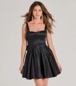 Brenda Low Back Bow Taffeta Skater Dress - Image 5