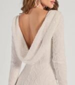 Brea Sequin Beaded Long Sleeve Cowl Back Mini Dress - Image 4