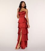 Lucilla Satin Corset Ruffle Formal Dress - Image 3