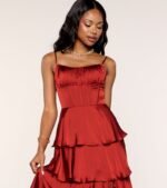 Lucilla Satin Corset Ruffle Formal Dress - Image 4