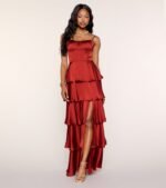 Lucilla Satin Corset Ruffle Formal Dress - Image 5