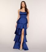 Lucilla Satin Corset Ruffle Formal Dress - Image 6