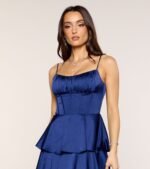 Lucilla Satin Corset Ruffle Formal Dress - Image 9