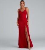 Evanna Formal Crepe Ruched Dress - Image 4