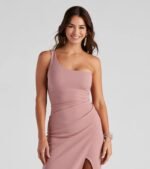 Iris One-Shoulder Crepe Dress - Image 21