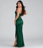Jolina Wrap Skirt Satin Dress - Image 11