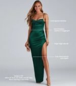 Lola High Slit Satin Dress - Image 5