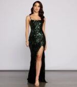 Arabella Formal Sequin Scroll Print Dress - Image 8