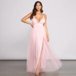 Saylor Formal Double Slit Tulle Dress