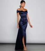 Valencia Formal Off-The-Shoulder Wrap Dress - Image 9