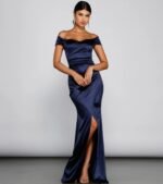 Valencia Formal Off-The-Shoulder Wrap Dress - Image 12
