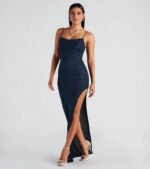 Lola Formal High Slit Glitzy Glitter Dress - Image 11