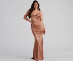Nala Cowl Neck Satin Dress - Image 9
