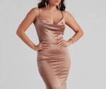 Nala Cowl Neck Satin Dress - Image 12