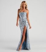 Priya Formal Iridescent Sequin Scroll Dress - Image 3