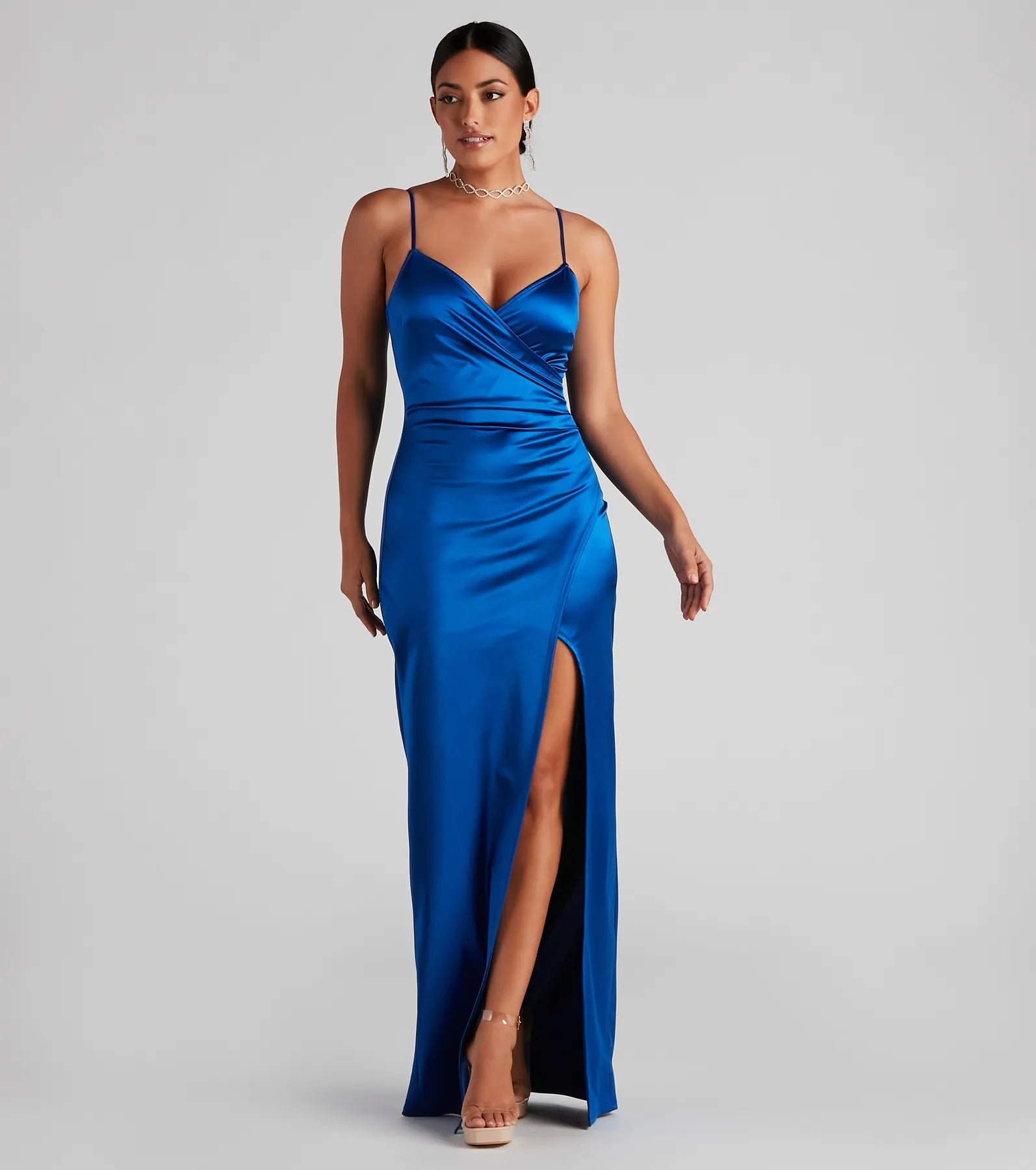 05002-2028_1_ROYAL_JolinaWrapSkirtSatinDress_5ee328c9-3c6a-490e-96fa-f5396eb7972a Jolina Wrap Skirt Satin Dress - Image 1