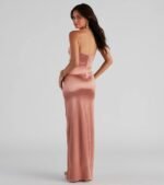 Jolina Wrap Skirt Satin Dress - Image 18