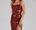 Arabella Formal Sequin Scroll Print Dress - Image 3