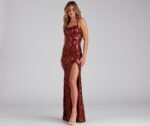 Arabella Formal Sequin Scroll Print Dress - Image 4