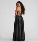 Winslow Formal Satin Lace-Up Dress - Image 15