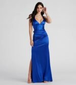 Sam Formal Satin Open Back Dress - Image 5