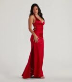 Sam Formal Satin Open Back Dress - Image 4